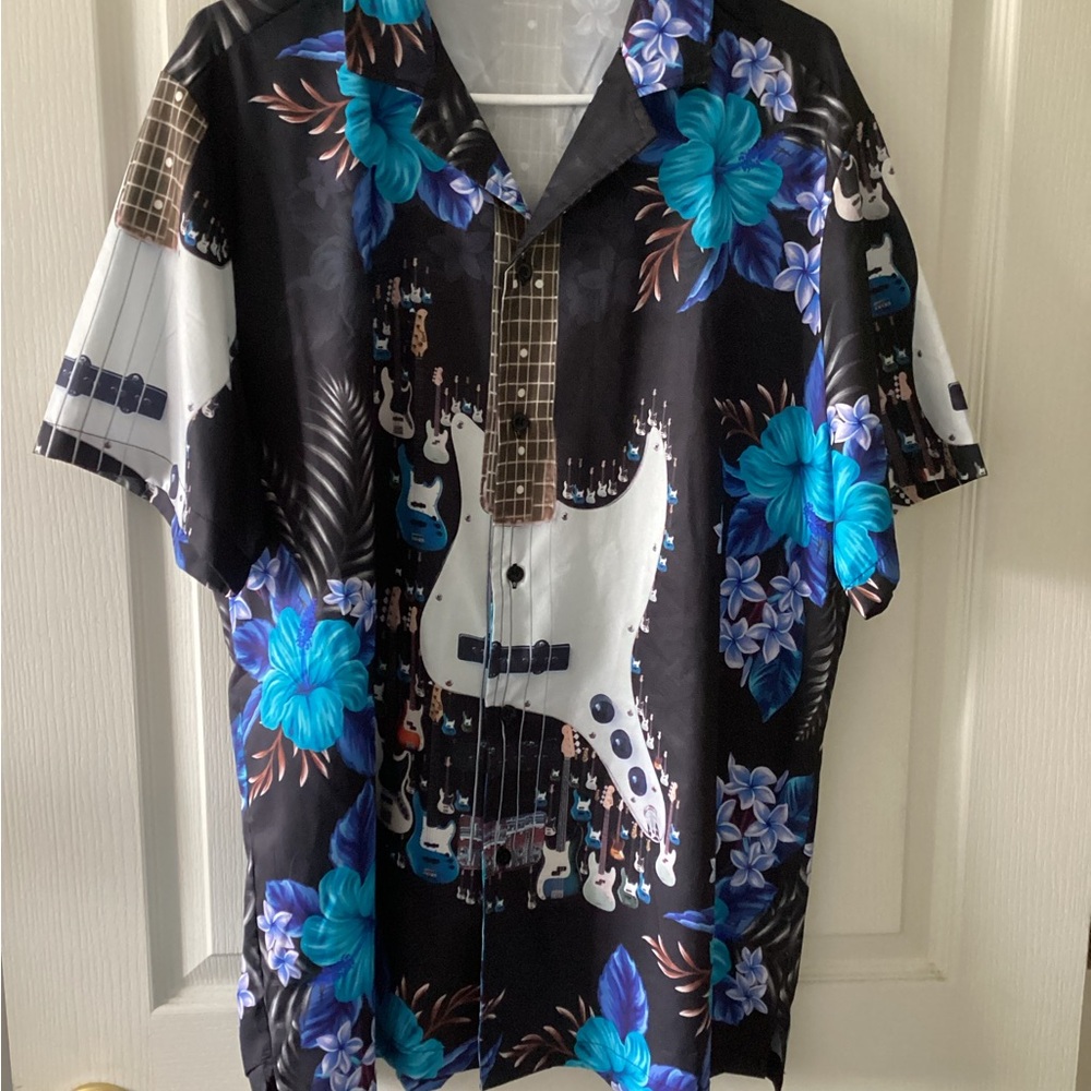 Cool Floral Guitar Print Men's Shirt